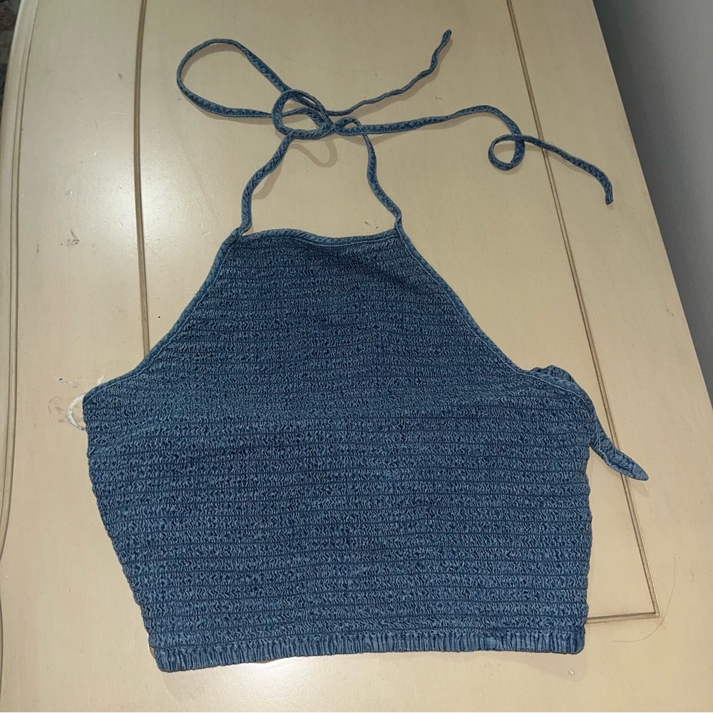 Hollister Denim Blue Halter Tank Top